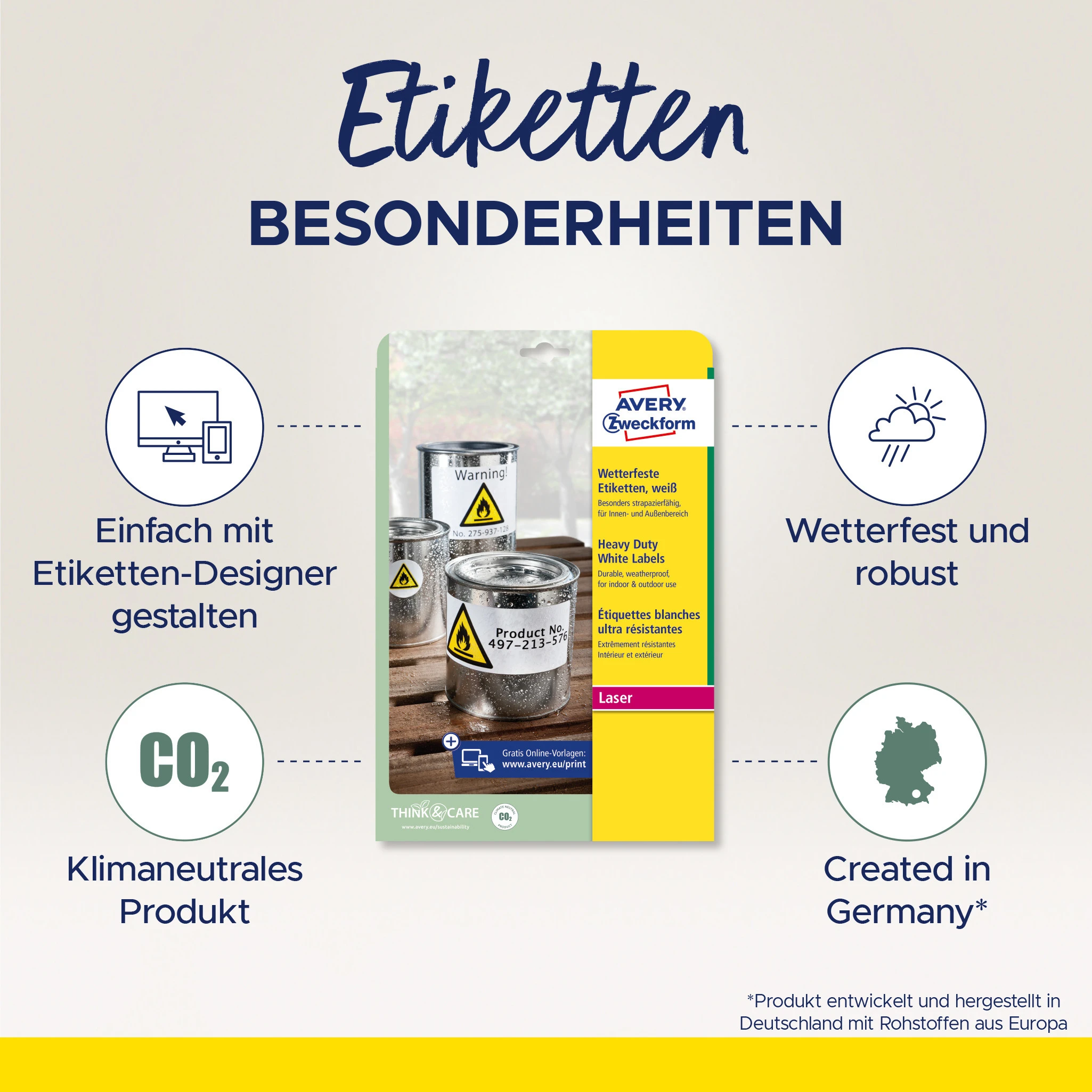 AVERY ZWECKFORM Etiketten Laser 105x148mm L471920 weiss, wetterfest 20 Blatt