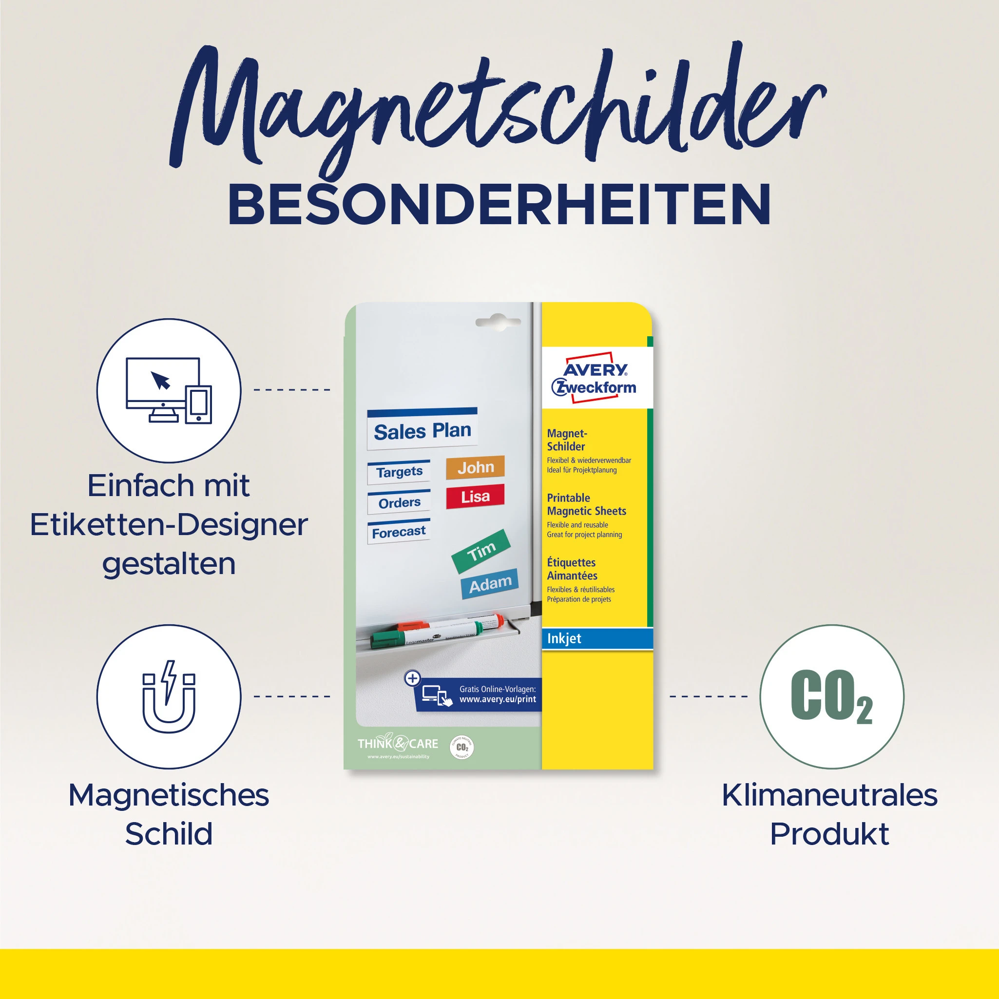 AVERY ZWECKFORM Magnet-Schilder 210x297mm J8867-5 Inkjet 5 Stk./5 Bl.