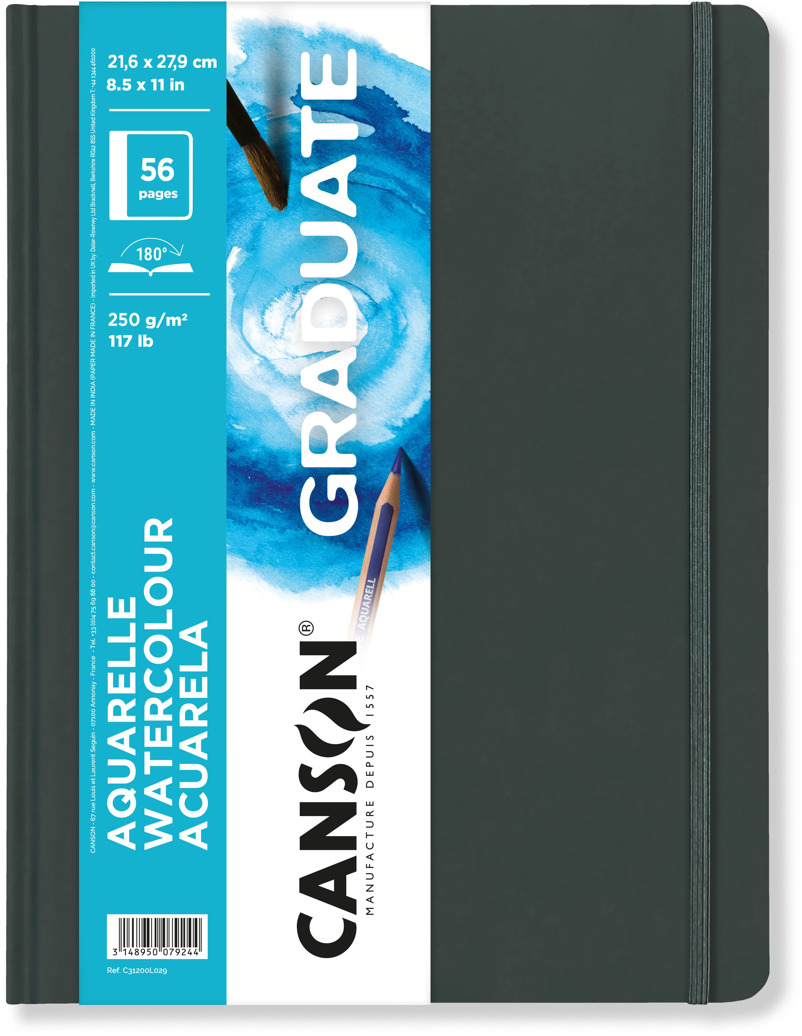 CANSON Aquarellbuch Graduate A4 31200L029 blanko, 250g 28 Blatt