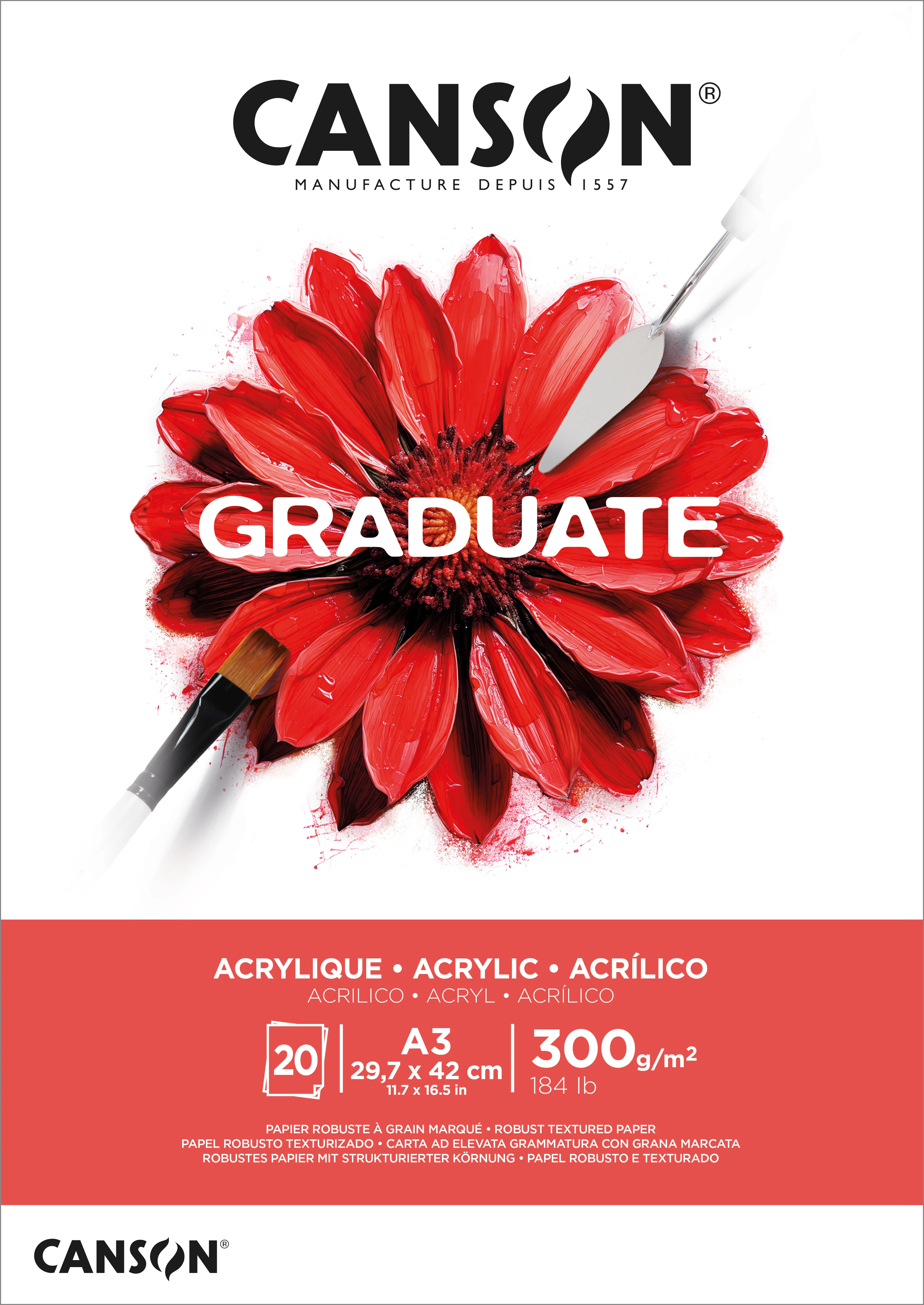 CANSON Acrylblock Graduate A3 525008016 weiss, 300g 20 Blatt