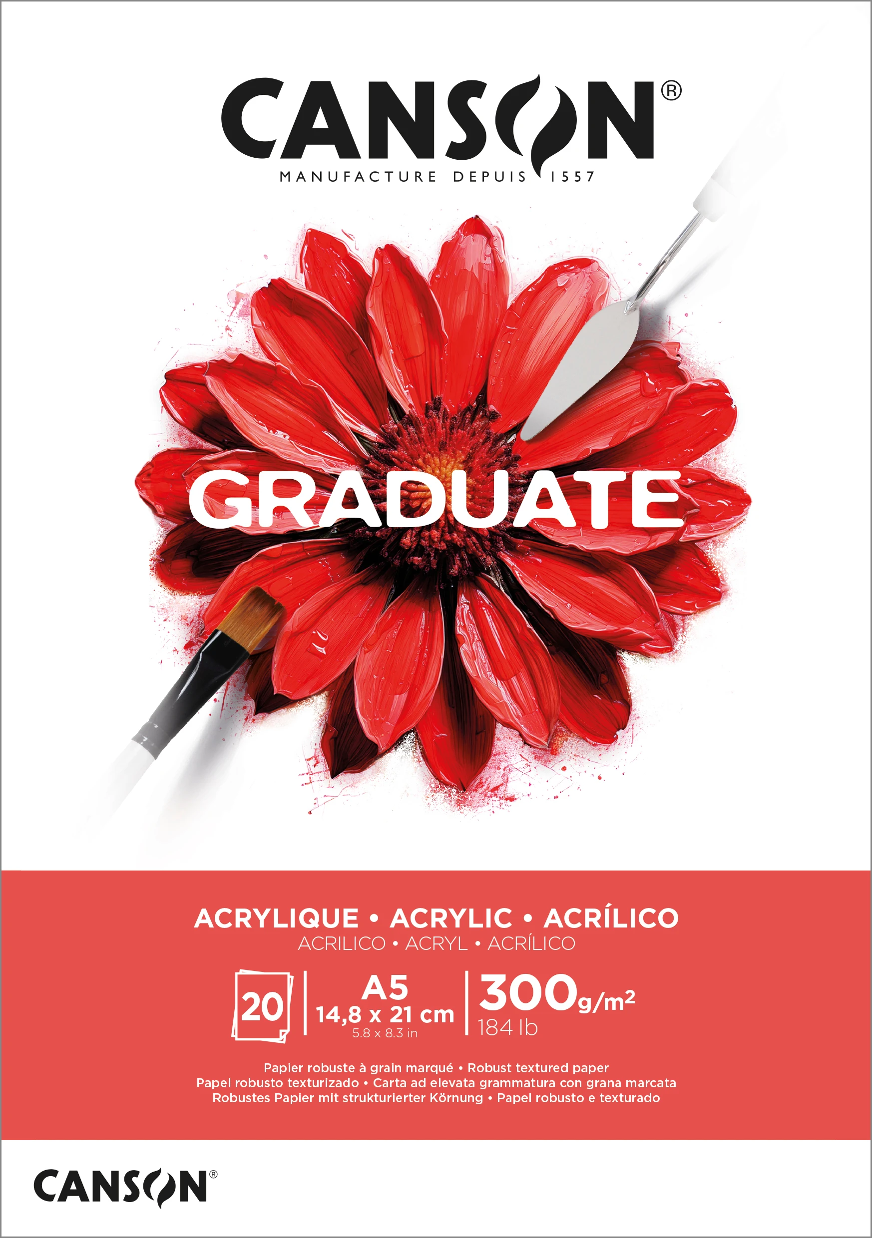 CANSON Acrylblock Graduate A5 525008014 weiss, 300g 20 Blatt