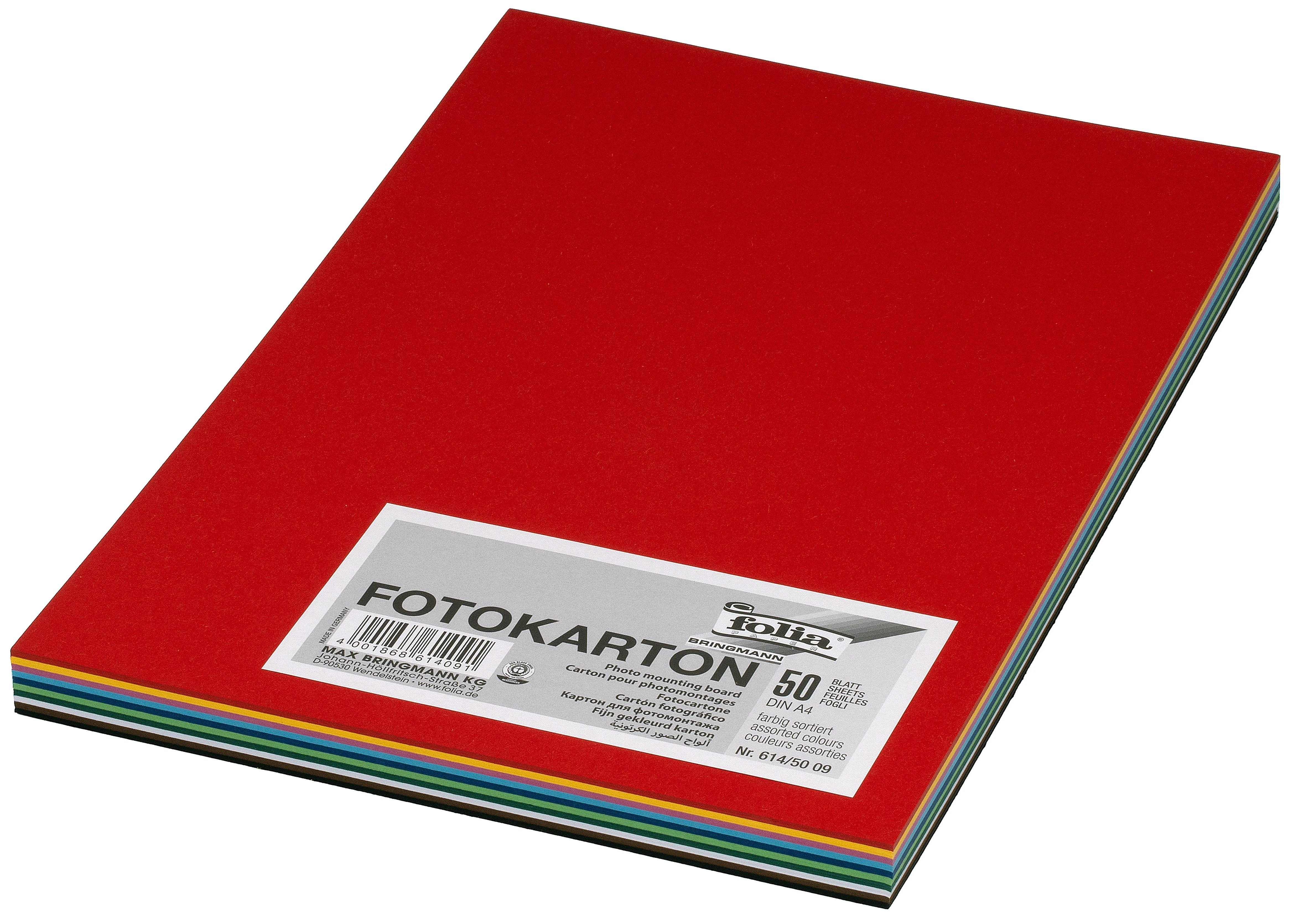 FOLIA Fotokarton A4 614/50 09 300g, ass. 10x5 Blatt
