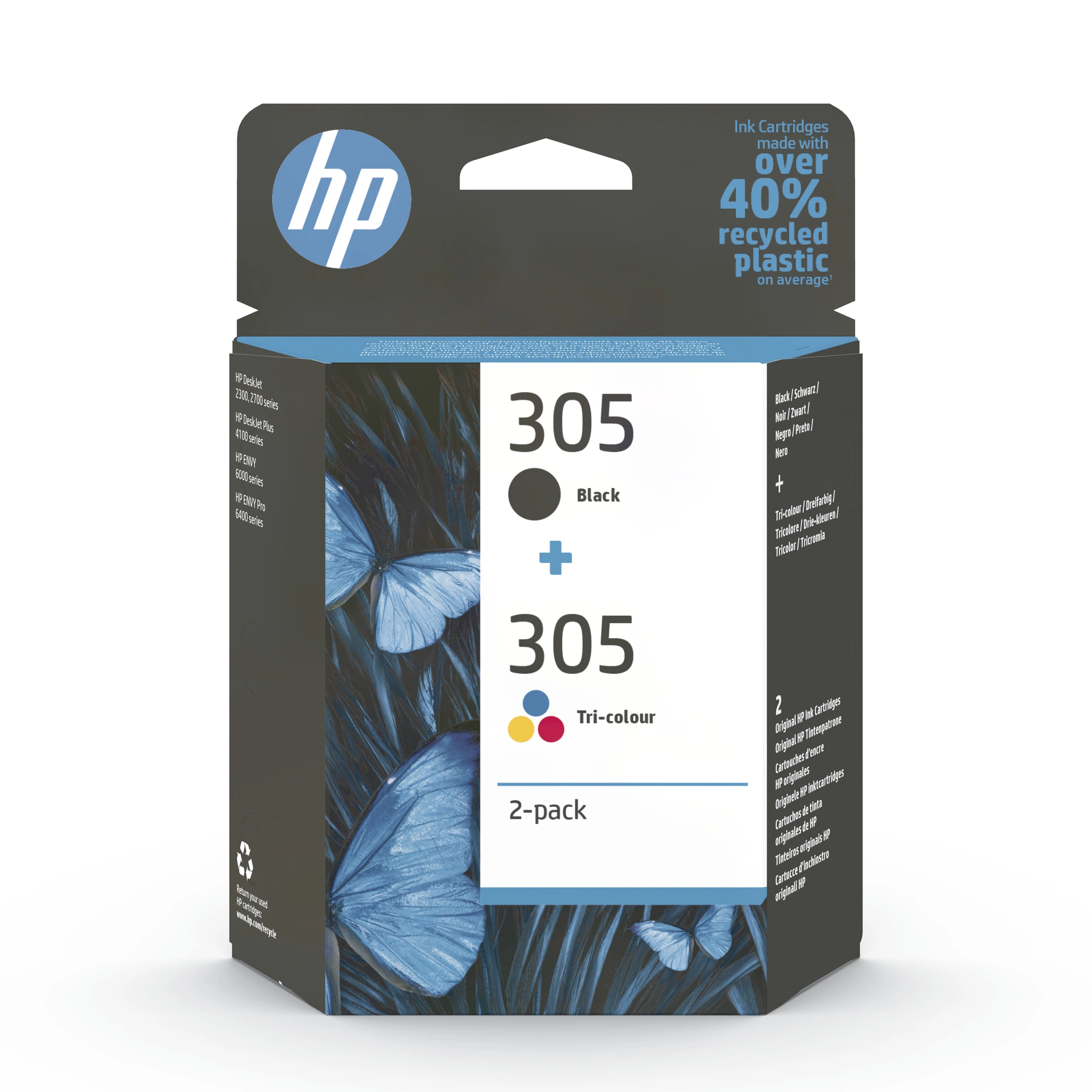 HP Tintenpatrone cyan/magenta/gelb, schwarz (6ZD17AE, 305)