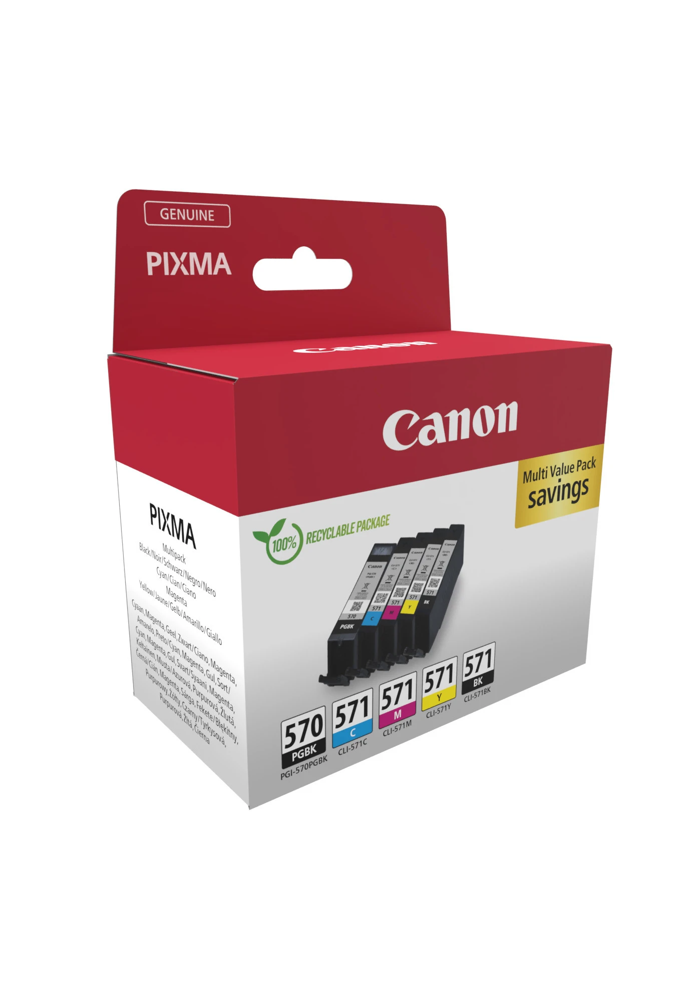 0372C006 CANON CLI571 Pixma MG Tinte (5) cmyk w/o SEC Fotos Cardboard 1x15/4x7ml