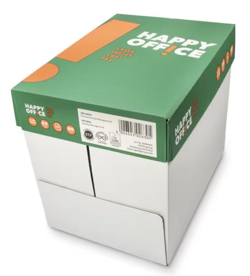 Fischer Papier Druckerpapier Happy Office A4, 80 gm2, 2500 Blatt